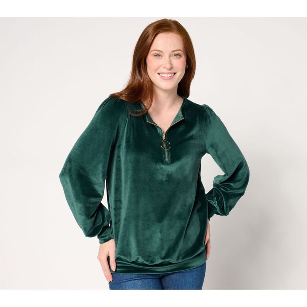 Belle by Kim Gravel Green Velvet Top